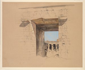 エドフ神殿：パイロンの扉、1850年。 作： John Frederick Lewis
