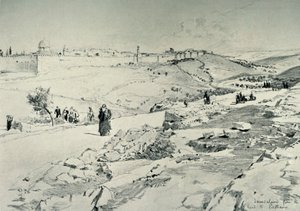 エルサレム、ベサニーからの道、1902年。 作： John Fulleylove