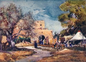 エルサレムの北壁の外にある中世の建物、1902年。 作： John Fulleylove