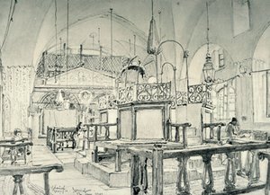 エルサレムのスペインシナゴーグ-インテリア、1902年。 作： John Fulleylove
