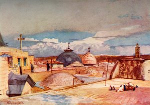 ザイオン山の邸宅の頂上の聖墳墓のドーム、1902年。 作： John Fulleylove