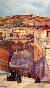 ザイオン山のハウストップからのオリーブ山、1902年。 作： John Fulleylove