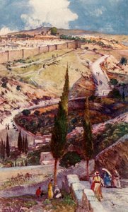 エルサレムの北東端とオリーブ山からのミツパ、1902年。 作： John Fulleylove