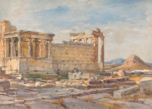 アテナ・ポリアスの初期の寺院の基礎を持つエレクテウムの南側 作： John Fulleylove