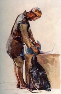 ウォーターキャリアフィリングスキン、エルサレム、1902年。 作： John Fulleylove
