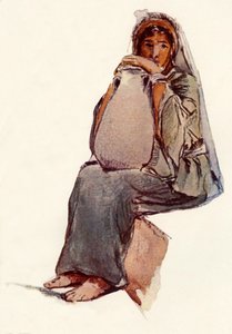 ウォーターキャリアの着席フィギュア、エルサレム、1902。 作： John Fulleylove