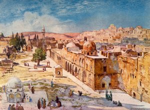 アントニアの塔の跡地、1902年の兵舎から見た神殿地域の西側。 作： John Fulleylove