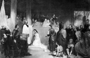 バージニア州ジェームズタウンでのポカホンタスの洗礼、1613年、1840年 作： John Gadsby Chapman