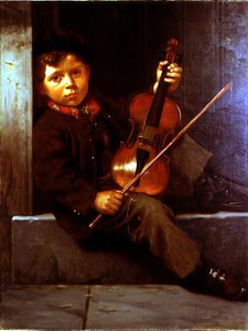 少年バイオリニスト」（油彩・キャンバス） 作： John George Brown