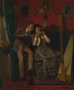 音楽レッスン、1870年。 作： John George Brown