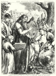 デンマーク陣営のアルフレッド、または暗黒時代の光(エングレービング) 作： John Gilbert