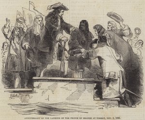 オレンジの王子がトーベイに上陸した記念日、1688年11月5日 作： John Gilbert