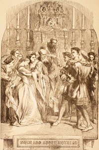 「イラストレイテッド・ライブラリー・シェイクスピア」からの何もないことのイラスト、ロンドン1890年発行 作： John Gilbert