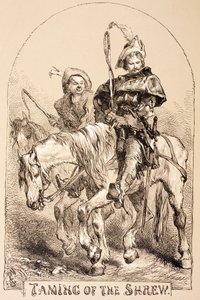 『イラストレイテッド・ライブラリー・シェイクスピア』からのじゃじゃ馬ならしのイラスト、ロンドン1890年発行 作： John Gilbert