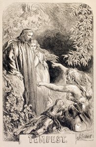 『The Illustrated Library Shakespeare』からのテンペストのイラスト、ロンドン1890年発行 作： John Gilbert