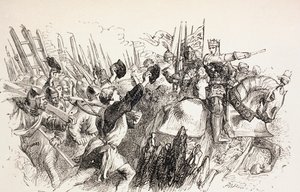 1890年、フランスのハーフルール包囲戦におけるヘンリー王の部隊 作： John Gilbert