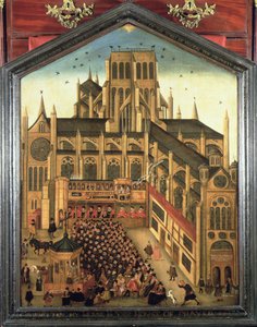 ジェームズ1世の前にオールドセントポールで説教するキング博士（1603-25）1616（パネルに油彩） 作： John Gipkyn