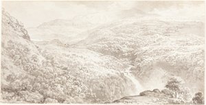 滝のある山の谷 作： John Glover