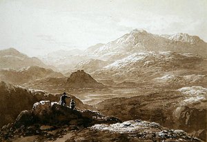 Dolyddelan Castle and Moel Siabod (水彩・紙) 作： John Glover