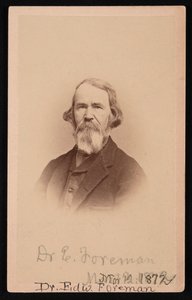 1872 年 3 月 12 日、エドワード R. フォアマン博士の肖像 (1808 ～ 1885 年)。 作： John Goldin
