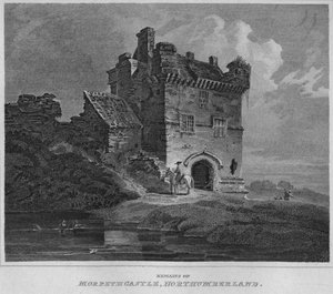 モーペス城の遺跡、ノーサンバーランド、1814 作： John Greig