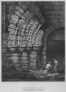 ケルソ修道院教会への西側入口の遺跡、1814年 作： John Greig