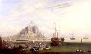 ヴィクトリア女王とアルバート公のセント・マイケルズ・マウントからの出発 作： John Grenfell Moyle