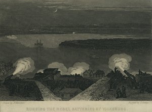 ヴィックスバーグで反乱軍のバッテリーを動かす、1863年頃 作： John Hamilton
