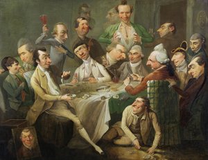 似顔絵グループ、1776年頃（キャンバスに油彩） 作： John Hamilton Mortimer