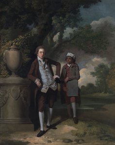男性とポートフォリオを運ぶアテンダントの肖像 作： John Hamilton Mortimer