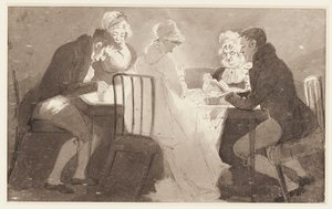 テーブルでのグループ、1806（紙にトイレ） 作： John Harden