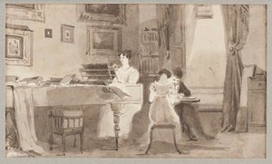 1826年のインテリアシーン（紙にトイレ） 作： John Harden