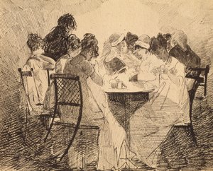 ダブリンでのパーティー、1809（紙にペンとインク） 作： John Harden