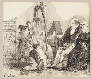 ハープで音楽を演奏する、1815 作： John Harden