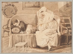 ソファに3つ、1805年（紙にトイレ） 作： John Harden