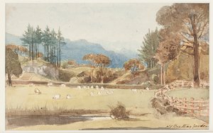 1831年にカンブリアの湖水地方、ラングデールを見る（紙にトイレ） 作： John Harden