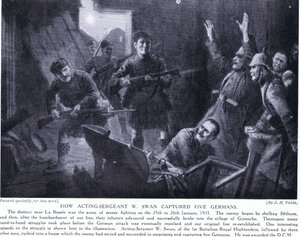 1915年1月にジバンシィでWスワン軍曹が5人のドイツ人を捕らえた方法
