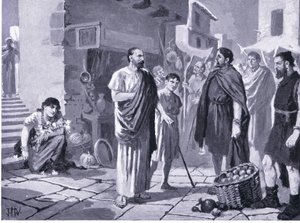 ローマ時代の植民地人、先住民のダキア人と交易、ハチソンの歴史ネーションズオブザネイションVOL 4 c.1920s 作： John Harris Valda