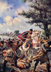 ブーヴィーヌの戦い、1214年、「ハッチンソンの国家の歴史」、1915年からのイラスト