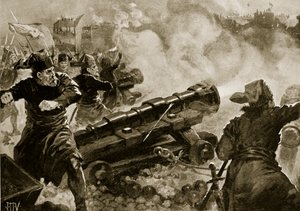 トルコによるコンスタンチノープルの包囲、「ハッチンソンの国家の歴史」、c.1915からのイラスト 作： John Harris Valda