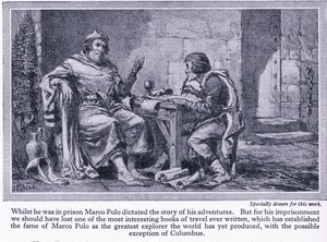 刑務所にいる間、マルコポーロは彼の冒険の物語、1950年頃を口述しました