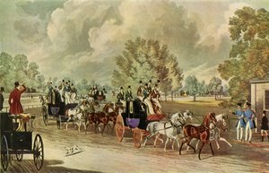 A Meeting of the Four-In-Hand Club, Hyde Park, London」、1838年頃、1947年。   作： John Harris the Younger