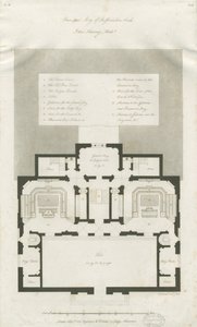 スタッフォード-シャイアホールの主階の計画：彫刻、nd [1794-1798]（印刷） 作： John Harvey