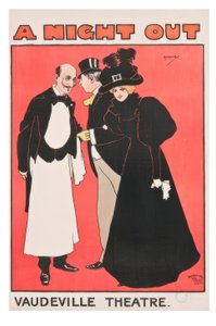 "夜の外出。ヴォードヴィル劇場" - J.ハッサル-プラカット、1897 作： John Hassall