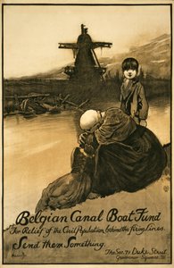 ベルギー運河ボート基金、パブの募金キャンペーン。 1914～18年（カラーリソ） 作： John Hassall