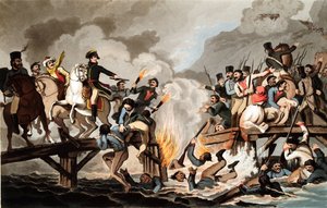 1812年11月、ベレズィナ川を渡るナポレオン1世とフランス軍