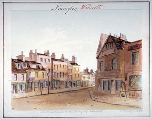 1825年、ロンドンの北入口からのサザークのウォルワース村の眺め