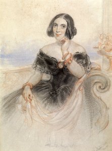 黒のドレスを着た女性（1847年 作： John Hayter