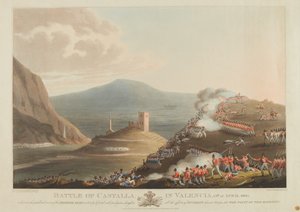 1813年4月13日、バレンシアでのカスタッラの戦い、1814年、ドゥブールによって彫刻（アクアチント色）