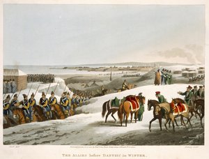 冬のDantzicの前の同盟者、「歴史的、軍事的および海軍の逸話」、パブからマシューDubourg（fl.1813-20）によって刻まれました。エドワード・オーム（1774-c.1820）1818（アクアチント） 作： John Heaviside Clark